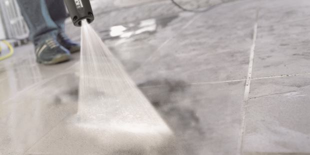 Cleaning loading dock with a Karcher pressure washer