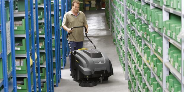 Keep service areas clean with the Karcher KM 75/40 floor sweeper