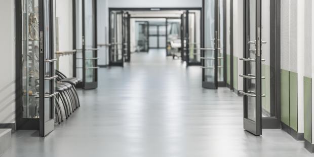Hospital corridor and waiting area