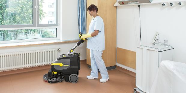 Patient room in hospital with scrubber