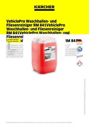 Vehiclepro Waschhallen Und Fliesenreiniger Rm 841