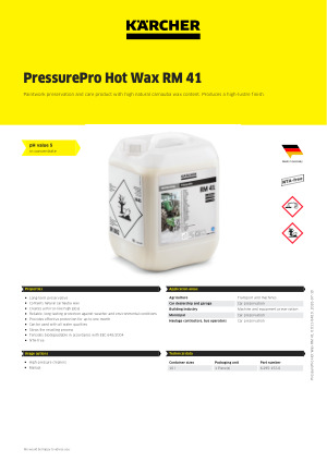 Cire chaude PressurePro RM 41, 10l10 l | Kärcher Cire chaude PressurePro RM 41, 10l10 l | Kärcher