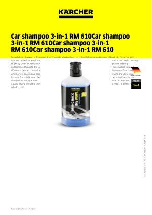 Car shampoo 3-in-1 RM 610, 1l1 l