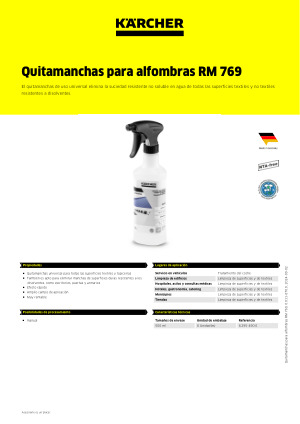 Detergente limpiador de tapicerías RM 769 Karcher