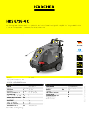Kärcher HDS 8/18-4 C Hochdruckreiniger grau/schwarz 