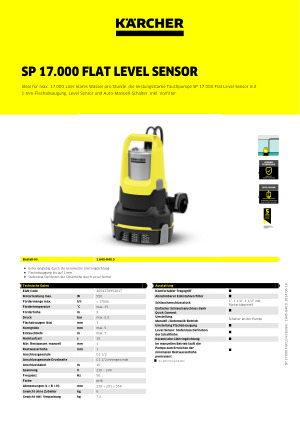 Kärcher SP 17.000 Flat Level Sensor Flachsaugende Tauchpumpe ab 160,99 €  (Februar 2024 Preise)