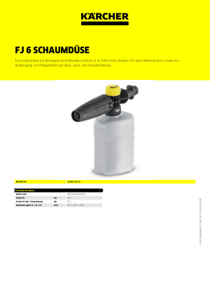 Kärcher 2.643-147.0 FJ 6 Schaumduese für Hochdruckreiniger Schaumdüse NEU 