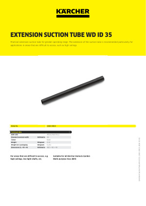 Tube D'extension Pour Aspirateur Kärcher WD2 WD3 WD4 WD5 WD7 NT - 50,5 Cm, Noir, ABS - 4