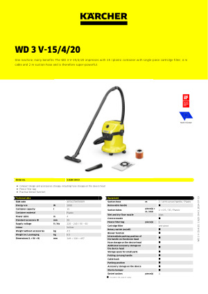 Flexible aspirateur Karcher A2004, A2054, MV2, WD3150, WD3200, WD3300M