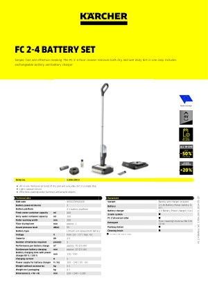 KARCHER Nettoyeur de sol FC 4-4 Battery Set sur