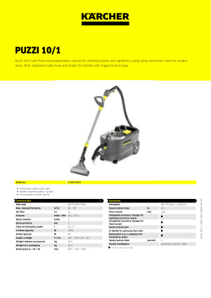Karcher PUZZI 10/1 & 10/2 Commercial Spray Extraction Carpet & Upholstery  Cleaners 