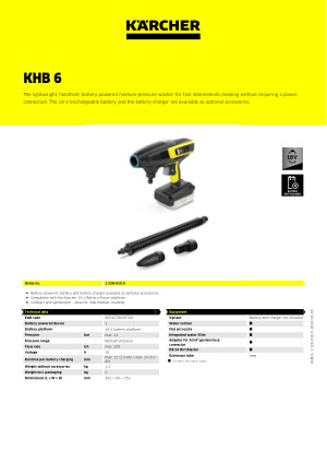 Hidrolimpiadora Manual a Batería KHB6 · La Tienda en Casa