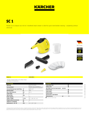 KARCHER SC1 Handheld Steam Cleaner Instruction Manual