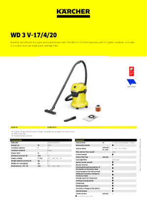 KARCHER WD3 Vacuum Cleaner Instruction Manual