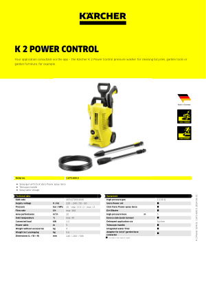 Nettoyeur haute pression K2 Power Control avec accessoires - KARCHER -  16736000