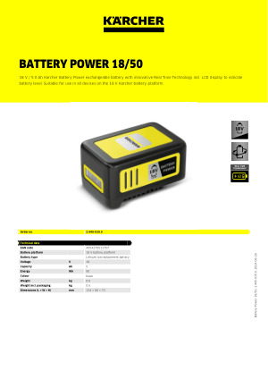 Kärcher Batterie Battery Power 18 V / 2,5 Ah