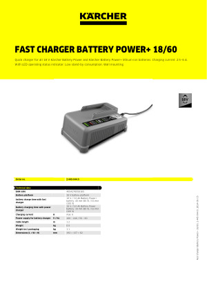 Kärcher Chargeur rapide batteries Power 18 V (80…