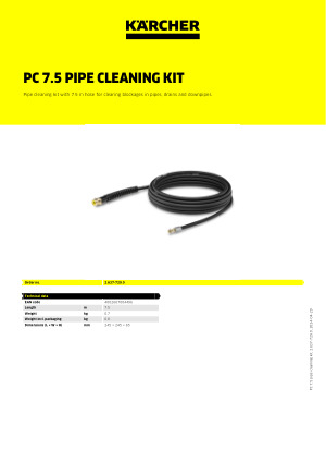 GENUINE KARCHER 15m Drain Pipe Cleaning Set 2637767 2.637-767.0