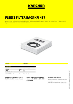 6 x Vacuum Cleaner Fleece Filter Bag For Karcher WD 4.200 WD 5.200 M WD 5.400