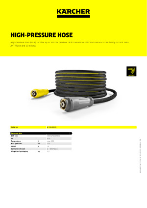 Manguera de alta presión, 10 m, DN 8, 315 bar, prolongación Kärcher -  Hidraflex