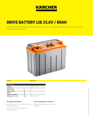 Kärcher 6.654-519.0 Batería BD 30/4 C 36V 6.0Ah Li-Ion