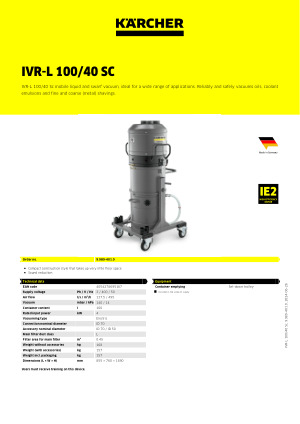 Aspirateur industriel IVR-L 40/12-1 - 99860540 - Karcher
