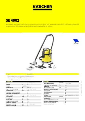 Karcher Spray Extraction Cleaner SE 4002, fiber, upholstery, mattress,  carpet