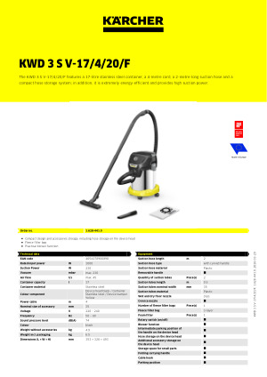 Kärcher KWD 3 V-17/4/20/F Bidone Aspiratutto Senza Produktbild-Vorschau 8