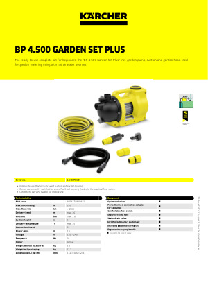 Pompe de jardin BP 4500 Garden Set Plus 550W Karcher