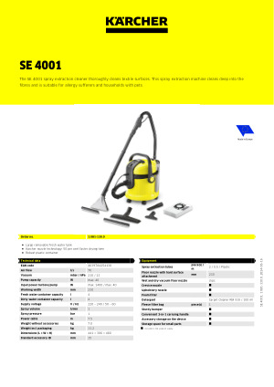 Karcher Se 4001 Spray Extraction CleanerMin 1 year manufacturer