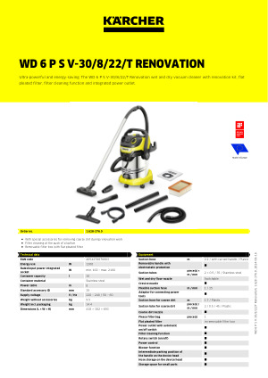 WD 6 P S V-30/8/22/T Wet and Dry Vacuum Cleaner