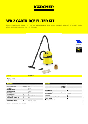 HQRP Paquete de 2 filtros de cartucho para aspiradora Karcher WD 2/WD2  serie Wet & Dry Vac, kit de filtro de cartucho WD2, WD2 Home, WD2 Premium