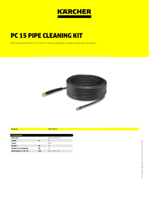 PC 15 pipe cleaning kit | Kaercher Inc.