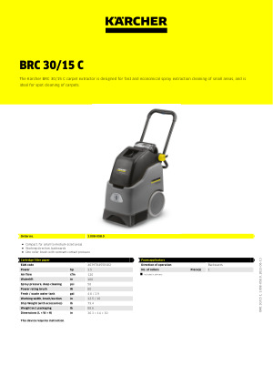 BRC 30/15 C Walk-Behind Carpet Extractor | Kärcher