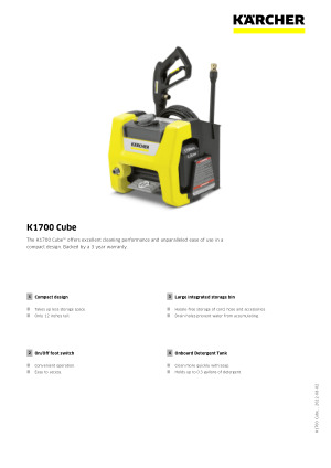 Kärcher - K1700 Cube TruPressure Electric Pressure Washer - 1700 PSI / 2125  Max PSI Power Washer - With 3 Nozzles for Cleaning Cars, Siding