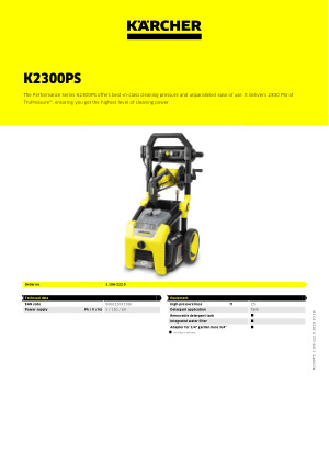 Karcher Performance K2300PS 2300 PSI Electric 1.2 GPM Pressure Washer