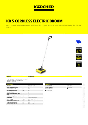 Kb 5 Premium, Escoba Eléctrica Original Karcher® A Batería
