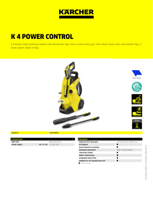 HIDROLAVADORA KARCHER K4 POWER CONTROL *EU Ref: 1.324-030.0