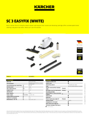 Limpiadora de vapor SC 3 EasyFix 1900 W - KARCHER 1.513-124.0 - SIA  Suministros