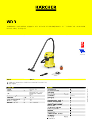 HQRP Filtro de cartucho compatible con Karcher WD 3 / WD3 series Wet & Dry  Vac, WD3 Car, WD3 Kit de chimenea WD3, WD 3 P / WD3 P, kit de extensión WD3