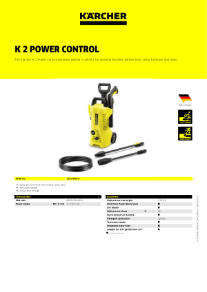Kärcher 1.673-159.0 K2 Basic - Hidrolimpiadora de alta presión para  exteriores 110 bar, 1400 W, 360 L/h