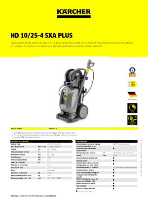 Hidrolimpiadora profesional de agua fría Kärcher HD 10/25- 4 SXA Plus -  Limpieza e higiene - Hidrolimpiadora profesional de agua fría