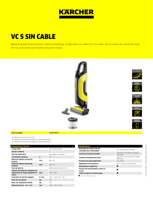 Aspirador manual VC 5 sin cable