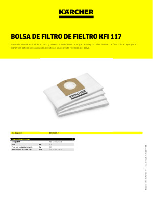 4 BOLSAS FILTRO DE FIELTRO KARCHER KFI 487