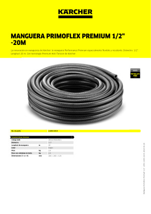Manguera Karcher Performance Plus 1/2″ DE 20 M – TEKMAQ S.A