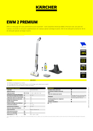 Les produits   Matériel de nettoyage - Serpillière électrique  EWM 2 sans fil KARCHER