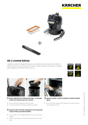 Aspirateur de cendre Karcher AD 2 Limited Edition - 1.629-713.0 -  Aspirateurs - Équipement de nettoyage