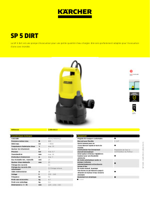 Pompe à eau chargée Karcher SP5 Dirt