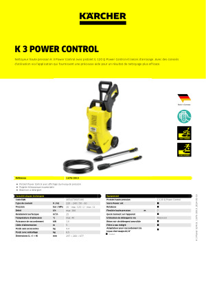 Kärcher Nettoyeur Haute Pression K 3 Power Control: Support