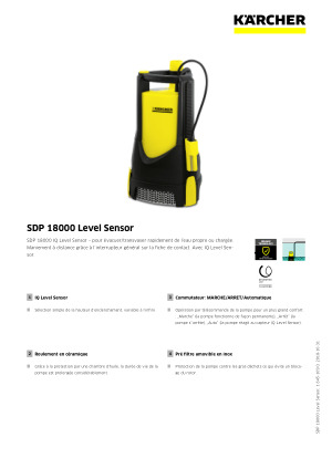 Pompe de relevage Karcher SDP 18000 Level Sensor au Meilleur Prix !